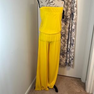 CARMEN MARC VALVO SWIMWEAR STRAPLESS PANTSUIT COVERUP Sz M